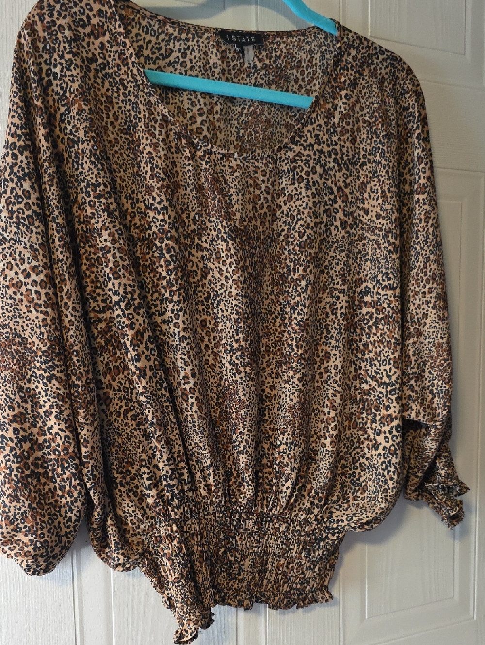 State Leopard Print Blouson Top - Brown